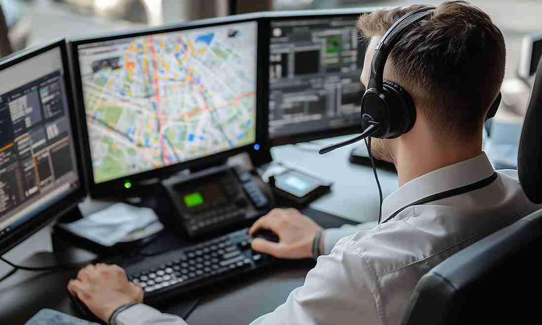 IT professional providing remote monitoring and technical support from a centralized network operations center